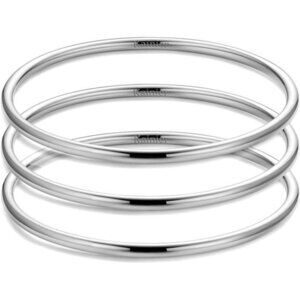 14K Plated Bracelet Stainless Steel Glossy Thin Round Bangle 3mm